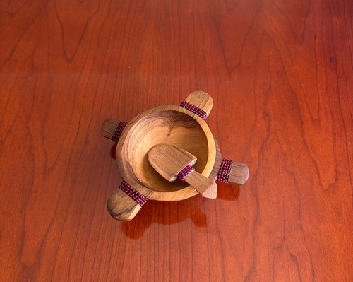 Hand carved wood - red, black