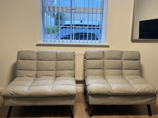 Modern Grey Fabric 2-Seater Sofa Bed - Bensons Duet 2-in-1 - cash preferred  