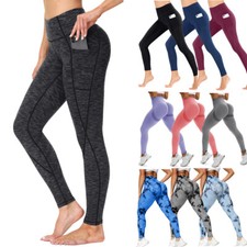 Womens Yoga Leggings High Waist Tummy Control Sports Workout Gym Fitness Pants