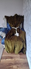 Vintage Olive Green Velvet Single Curtain 108" W X 67" D Country House Cottage .