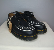 Dr. Martens Ramsey Creepers Shoes Men's 10 Black Leather Retro 90s White Trim