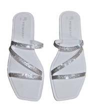 New White Diamante embellished  Sandals Size UK 6