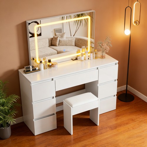 White dressing table high - white,