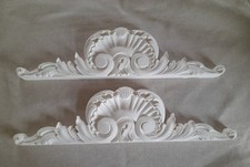 A pair of plaster antique french style georgian carved detail door pediments