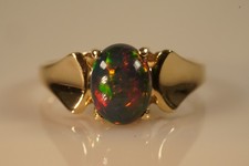 Genuine black Opal 9ct Gold