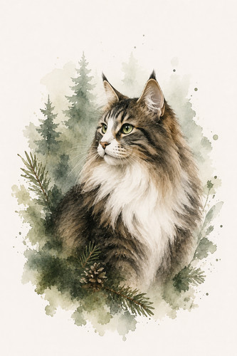 Norwegian forest cat with - cat,