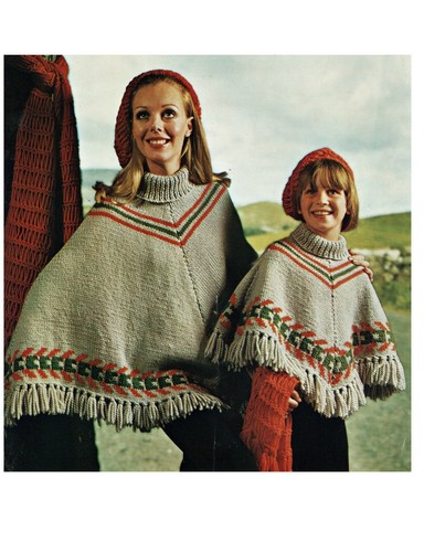 Poncho mum child knitting - poncho,