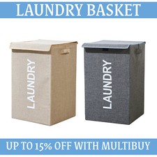 Laundry Basket Dirty Washing Clothes Folding Storage Bin Bag Hamper With Lid
