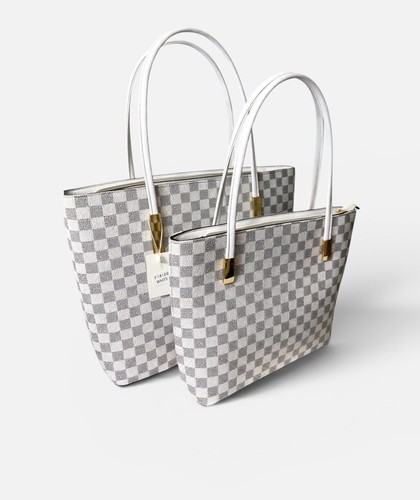 White checkered tote - tote, set