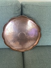 Newlyn Stamped Arts And crafts Round  Copper Tray.   35 Cm Diameter,  Circa 1900