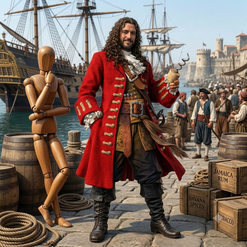 Red pirate captain - red,
