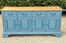 LARGE 6FT HAND PAINTED LIGHTLY DISTRESSED SOLID PINE SIDEBOARD INCHYRA BLUE F&B