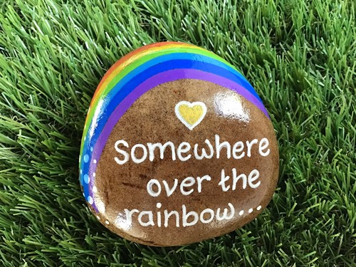 Hand painted pebble stone - painted,