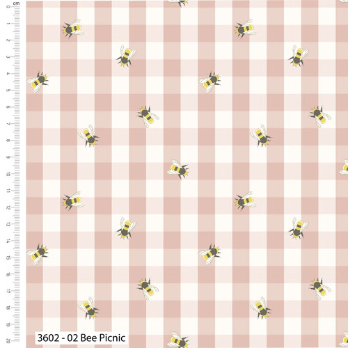 Bee picnic gingham 100 - bee, 100%
