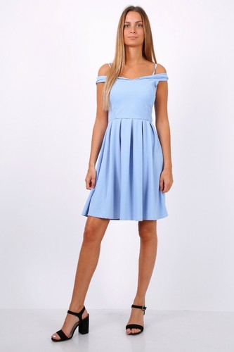 Sky blue pleated skater dress - sky,