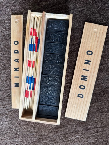Wooden box dominoes - wooden,