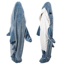 Kids & Adult Flannel Shark Blanket Hoodie Super Soft Cozy Blanket Sleeping Bag