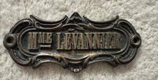 Madame Levannier French Antique Vintage Brass Door Name Plate Plaque