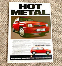 VAUXHALL NOVA GTE 1.6 - COLLECTIBLE FRAMEABLE ORIGINAL CLASSIC CAR ADVERT