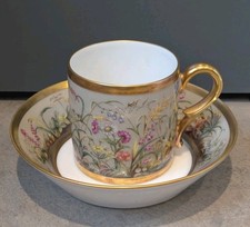 Limoges "Tasse aux Fleurs des Champs" Ancienne Manufacture Royale Coffee Cup Set