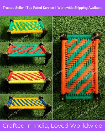 Decorative wooden charpai jute - decorative,