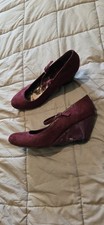 New Look Burgundy Size 9 wide fit Mary Jane Style Wedges