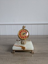 Vintage 70's Ritz Cre-Art Brass/Bronze Cherub Desk Clock On A Onyx Base Working