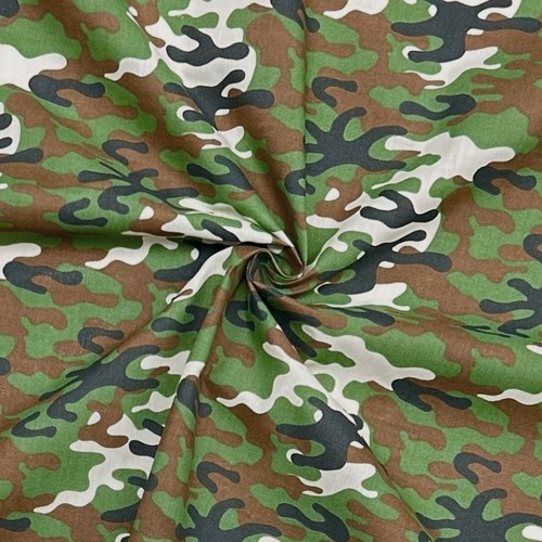 Green camouflage polycotton - camouflage,