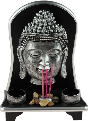 30cm thai buddha - black, silver