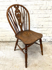 Antique Victorian Elm & Yew Farmhouse Kitchen Dining Chair (Can Deliver)