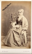 SLINGSBY YORKSHIRE CDV LADY WONDERFUL DRESS & BONNET JACK RUSSELL DOG #D4701