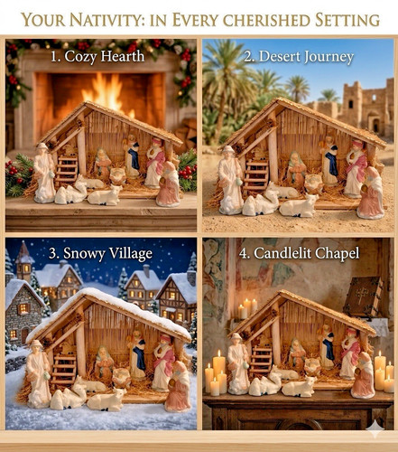 Vintage piece nativity - vintage,