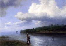 Oil painting fisher by the