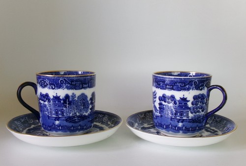 Two antique willow pattern - two,