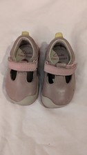Clarks Girls Roller Bright Dusty Pink Leather Pre Walker T-bar Shoes Size 2.5G