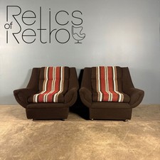 Mid Century Striped Brown Armchair Vintage Retro MCM