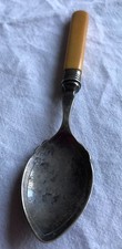 Antique Preserve Spoon, Silver Plate & Bone -John Round & Son London 1847-1874