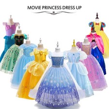 Girls Cinderella Rapunzel Frozen Elsa Anna Dress Up Party Costume Birthday Gift