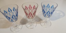 Vintage VMC Reims France Blue/Red Diamond  Glasses x 3