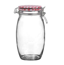 Glass Storage Clip Top Jars Red Checked Gingham Lid Airtight Preserve Food Large