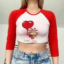 Lickle Lady Red Bratz Girl Slogan True Y2K 2000s Vintage Crop Top SIZE XS