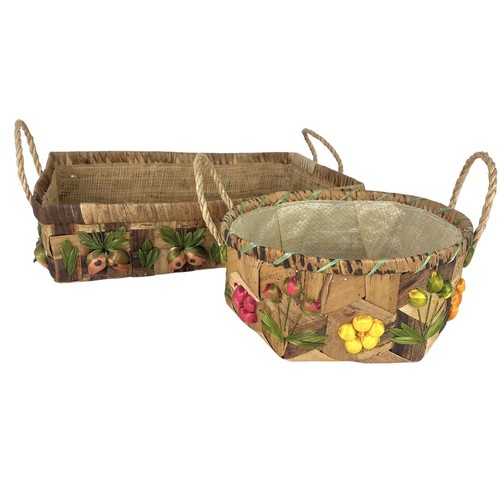 Straw raffia baskets casserole - straw,