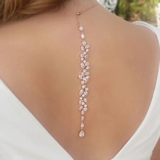Rhinestone Crystal Backdrop Necklace Diamond-cut Bridal Wedding Chain Jewel AU