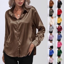Womens Satin Silk Solid Shirt