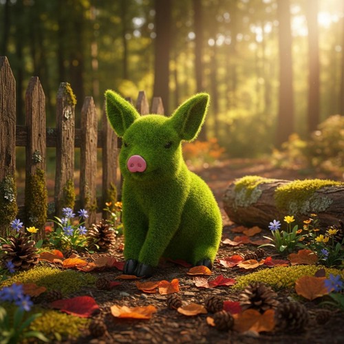 Flocked pig statue weather - statue,