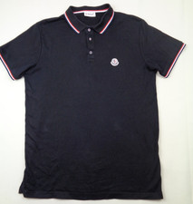Moncler Maglia Polo Shirt Men's Medium Black Short Sleeve Logo