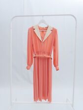 Vintage 80s Condici Peach Salmon Princess Diana Collar Belt Dress Size 10