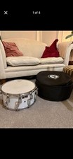 Pearl 14" x 8" Wooden Snare Drum, White Lacquer Finish + Protection Racket Case