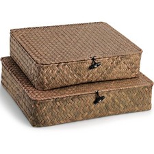 2 Pack Flat Seagrass Storage