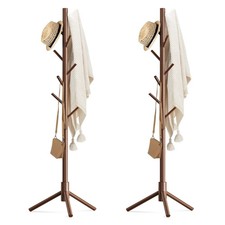 Wooden Coat Rack Stand with 8 Hooks New Zealand Pine 3 Adjustable Coat Standi...